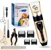 Professionele Dieren Tondeuse - Hondentondeuse - Huisdierentrimmer - Voor Hond & Kat - 4 Opzetkammen - Stille Hondentondeuse voor alle vachten- Incl. Gratis Hondenborstel