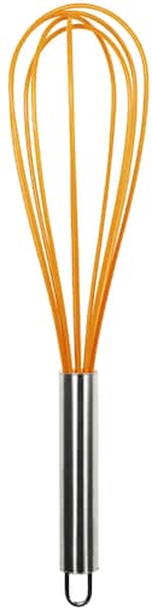 Oranje Siliconen Handklopper | Garde | Klopper | Handmixer | Handklopper voor de Keuken | Handklopper Slagroom | Ballongarde | Saus Garde | 25 cm RVS