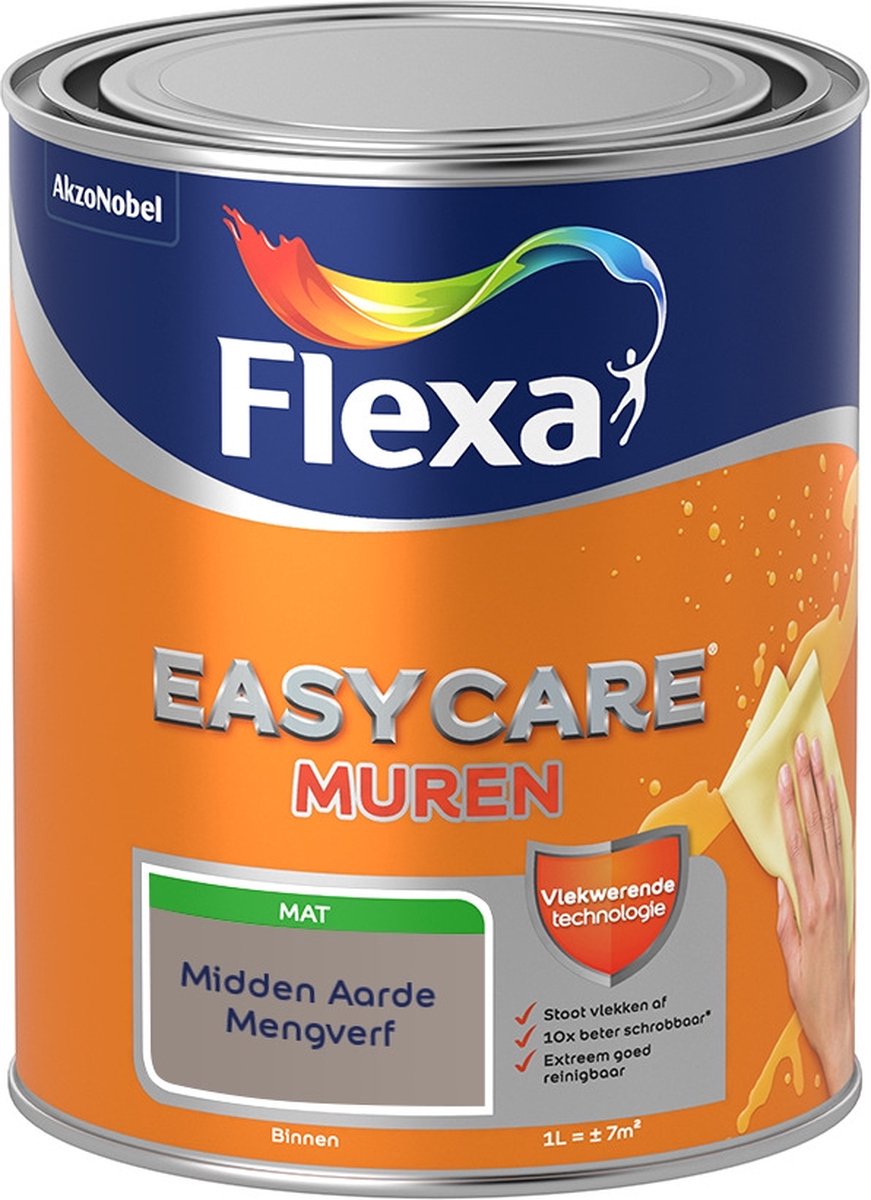 Flexa Easycare Muurverf - Mat - Mengkleur - Midden Aarde - 1 liter