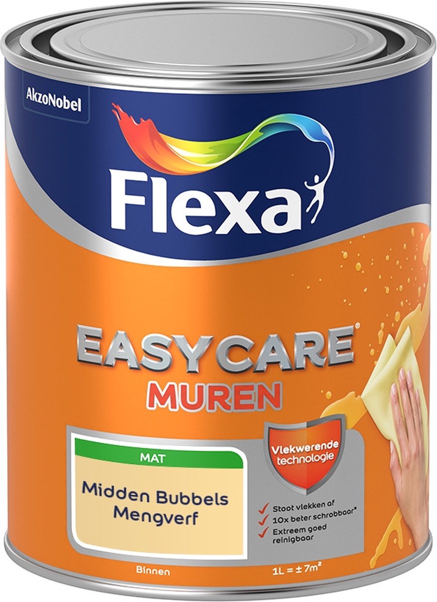 Flexa Easycare Muurverf - Mat - Mengkleur - Midden Bubbels - 1 liter