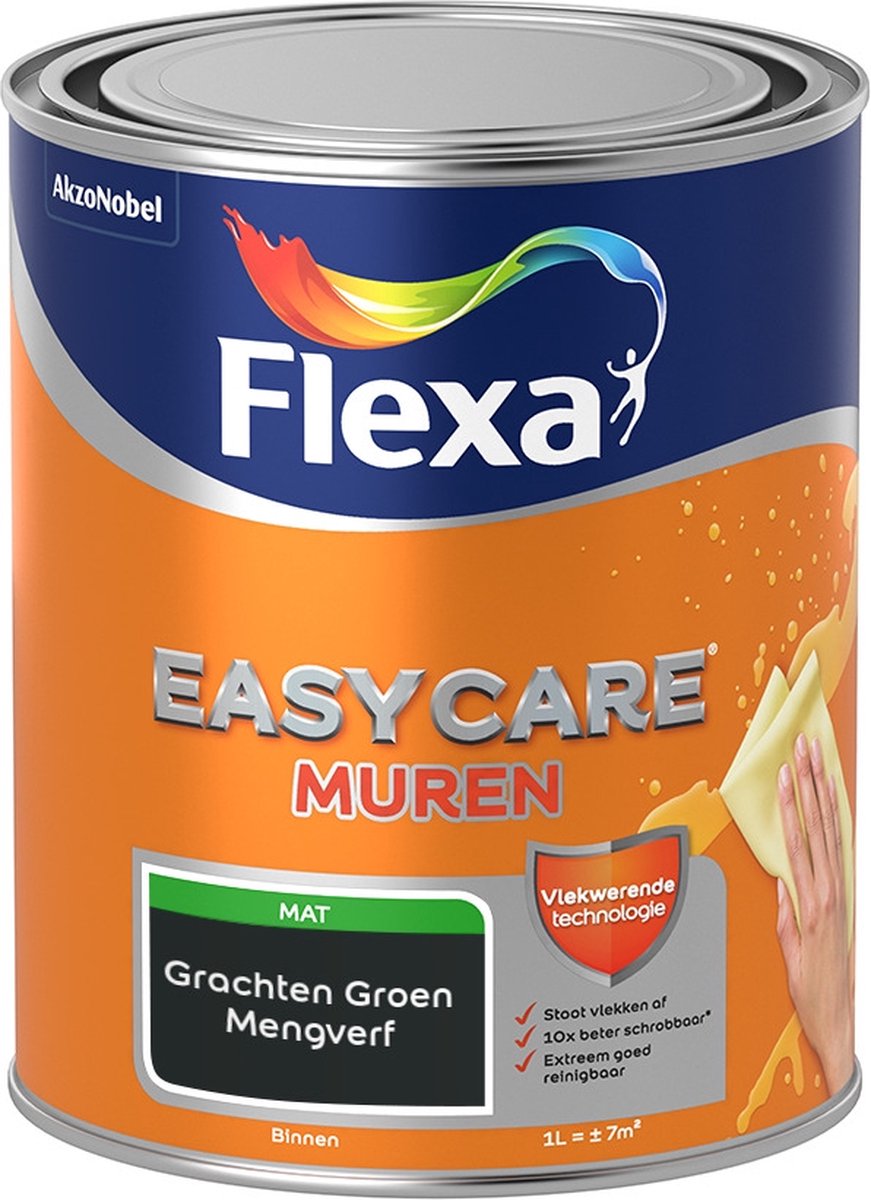 Flexa Easycare Muurverf - Mat - Mengkleur - Grachten Groen - 1 liter