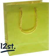 12st stevige draagtassen papier (16x19)+8cm | cadeautasje | zak | gift bag | verpakking | gedraaid koord greep