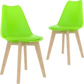 2 Moderne kunststof eetkamerstoelen stoelen met zachte lederen zitting - groen - green - ergonomische kuipstoelen - Palerma Design - ergonomisch - stoel - zetel - zacht - leer - wo