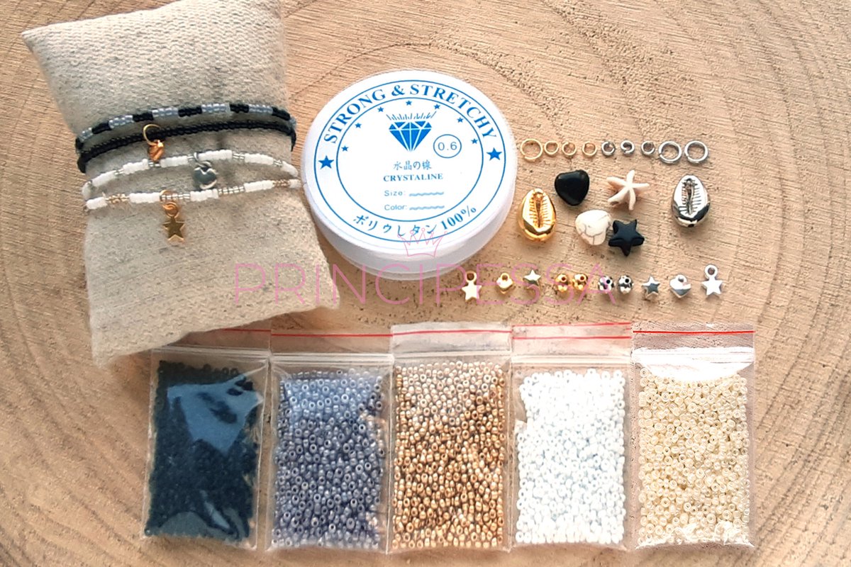 Zelf sieraden maken kralen pakket - Armbandjes - 2mm kraal - Goud, zwart,  ivoor, wit -... | bol.com