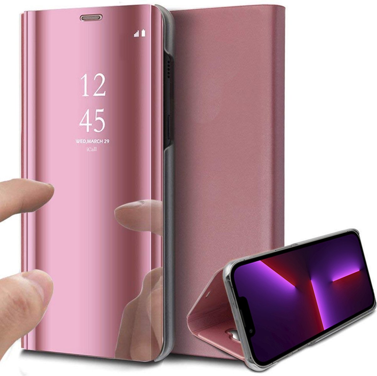 Hoesje geschikt voor iPhone 13 Pro - Spiegel Book Case - Roze
