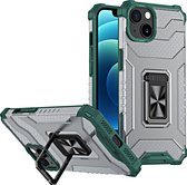 Hoesje Geschikt voor iPhone 13 Pro transparent rugged case Met Ringhouder – Groen