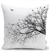 Zethome  - Kussenhoes  43 x 43 cm - Boom Patroon - Soft Touch – Kussensloop - Pillow Cover - Aan Beide Zijden Bedrukt - Vierkant - Rits