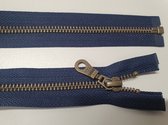 Ykk - Deelbare Rits - Marine Blauw met Koper tandjes - 45cm.