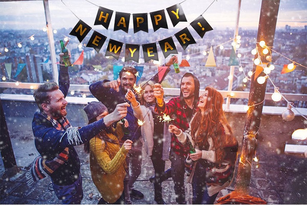 Banner Happy New Year Goud - 10 x 90 cm - Zorg voor Party online feestartikelen en ballondecoraties