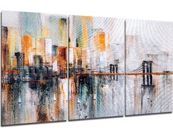 Insigne Glazen Schilderijen - Abstract - Stad - 3-Delig Mega Glasschilderij - 3x72x46 cm - 4 mm