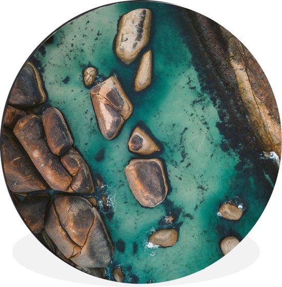 WallCircle - Cercle Mural - Cercle Mural - Water - Pierres - Mer - Aluminium - Dibond - 140x140 cm - Intérieur et Extérieur