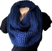 Grof Gebreide Colsjaal - Lus - Loop Sjaal - Ronde - Nekwarmer - Blauw - 75 x 25 cm