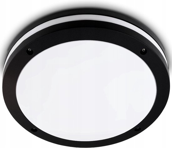LED Plafondlamp - Badkamerlamp - Exotro Pauly - Opbouw - Rond - E27 Fitting - Spatwaterdicht IP44 - Mat Zwart - Kunststof