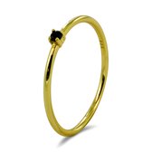 Silventi 9SIL-21613 Zilveren Ring - Dames - Zwart Zirkonia - 2 mm - Maat 56 - 1,5 mm Dik - Zilver - Gold Plated (Verguld/Goud op Zilver)