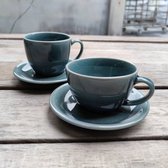 Service à café - tasse et soucoupe service à café - Caffé Latte - Bleu céladon (2 pièces)
