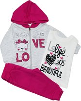 Baby kledingset 3 delig Joggingbroek, hoodie en t-shirt lange mouw. Life is beautiful