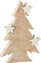 Kerstboom | hout | wit - naturel | 17x2.5x (h)27 cm
