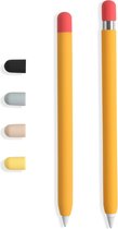 Doodroo Skin voor Apple Pencil (1e/2e gen) met 5 gekleurde doppen - Orange- Siliconen Beschermfolie met Grip