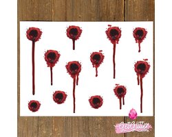 GetGlitterBaby® - Schotwonden Tattoo / Halloween Decoratie Versiering / Carnaval Schmink Make Up Plak Tattoos / Tijdelijke Tattoo / Nep Tatoeage / Wonden Wond Kogelgat Schotwond - Kogelgaten met Bloed