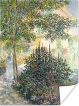 Poster Camille Monet in the garden at the house in Argenteuil - schilderij van Claude Monet - 60x80 cm