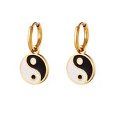 Cosmos Jewels - Waterproof gouden Yin Yang oorbellen met spirituele betekenis van RVS