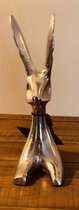 Decoratief Haas - Konijn - pasen - Ruw Aluminium - zilver -L9xB8xH24 cm