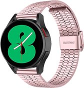 Luxe RVS stalen bandje rose roze - Metalen schakelband geschikt voor Samsung Galaxy Watch 5 / Samsung Galaxy Watch 5 Pro / Samsung Galaxy Watch 4 / Samsung Galaxy Watch 4 Classic -