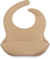 J. Børn Siliconen Baby Slab met Opvangbakje in een Geschenkdoos - Waterdicht en BPA-vrij - Superzachte Slabbetje met Kruimelvanger voor Babies en Peuters, Kraamcadeau (Taupe)