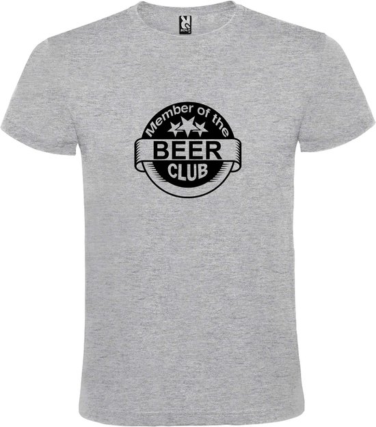 Grijs  T shirt met  " Member of the Beer club "print Zwart size L