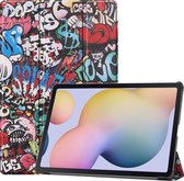 Samsung Galaxy Tab S7+ Hoes - Mobigear - Tri-Fold Serie - Kunstlederen Bookcase - Graffiti - Hoes Geschikt Voor Samsung Galaxy Tab S7+
