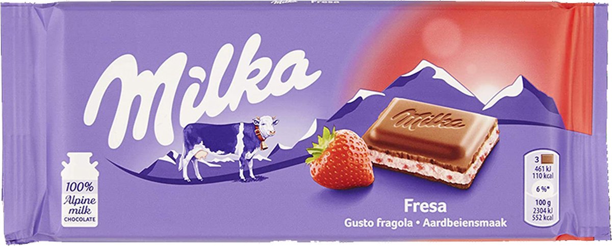 6 Repen Milka Chocoladereep Aardbei á 100 gram - Voordeelverpakking ...
