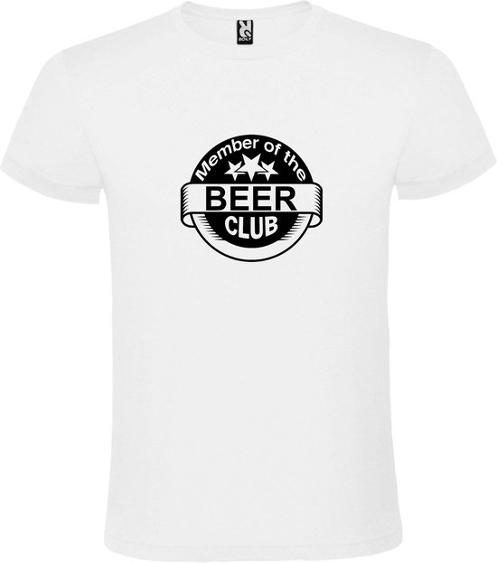 Wit  T shirt met  " Member of the Beer club "print Zwart size XXXXL