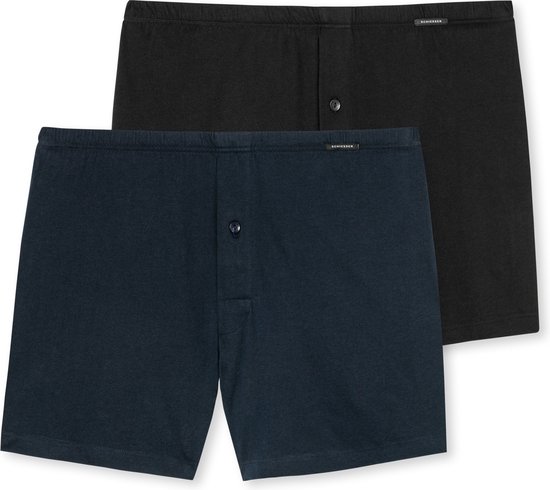 SCHIESSER Cotton Essentials boxershorts wijd (2-pack) - tricot - zwart en wit -  Maat: