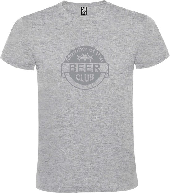 Grijs  T shirt met  " Member of the Beer club "print Zilver size M