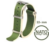 22mm Nato Strap GROEN KHAKI - Vintage James Bond - Nato Strap collectie - Mannen - Horlogeband - 22 mm bandbreedte