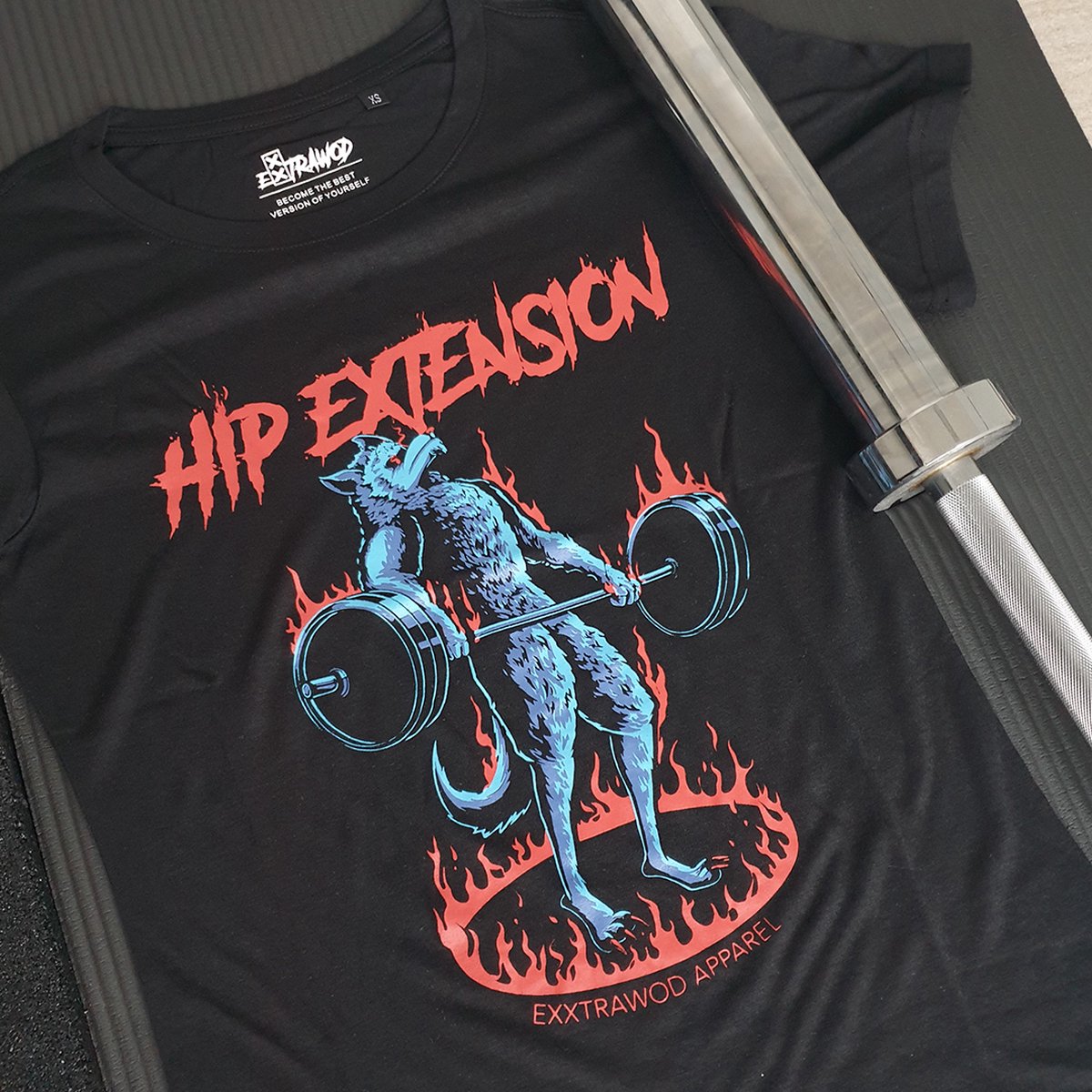 Exxtrawod Hip Extension Unisex T-shirt Crossfit Tee Maat S