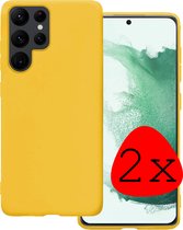 Samsung Galaxy S22 Ultra Hoesje Geel Siliconen - Samsung Galaxy S22 Ultra Case Back Cover Geel Silicone - Samsung Galaxy S22 Ultra Hoesje Siliconen Hoes Geel - 2 Stuks