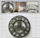 Handgemaakte Grote wandklok - Ronde Muurklok - Retro Klok - Tandwiel - Handmade Gear wall clock