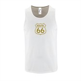 Witte Tanktop sportshirt met "Route 66" Print Goud Size XXXL