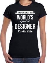 Worlds greatest designer cadeau t-shirt zwart voor dames - Cadeau verjaardag t-shirt ontwerper XL