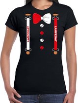 Carnaval t-shirt Lampegat bretels en strik voor dames - zwart - Eindhoven - Carnavalsshirt / verkleedkleding XL