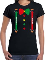 Carnaval t-shirt Limburg bretels en strik voor dames - zwart - Limburg Carnavalsshirt / verkleedkleding XS