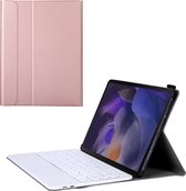Case2go - Housse pour tablette compatible avec Samsung Galaxy Tab A8 (2021) - 10,5 pouces - avec clavier Bluetooth sans fil, pavé tactile et porte-stylet - QWERTY - Or rose