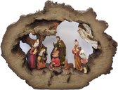 Kerststal Beeldje - Decoratief Standbeeldje - Jezus - Wijze Mannen - Religie - Miniatuur Sculptuur - Decoratiestuk - LED Verlichting