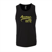 Zwarte Tanktop sportshirt met "Awesome sinds 1972" Print Goud Size S