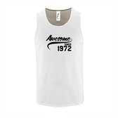 Witte Tanktop sportshirt met "Awesome sinds 1972" Print Zwart Size S