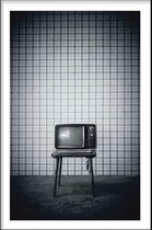 Walljar - Vintage TV - Zwart wit poster