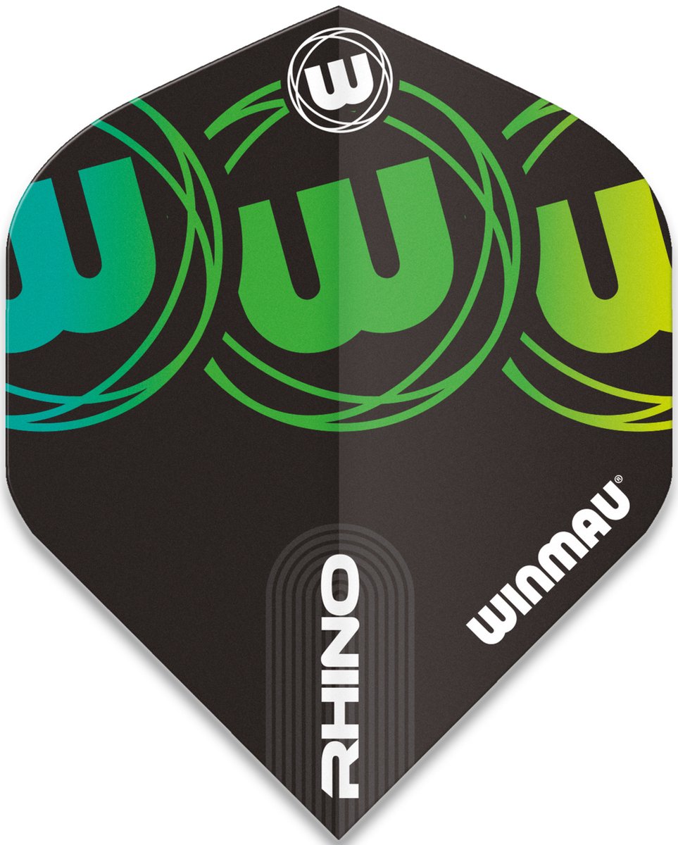WINMAU - Rhino Logo Zwart en Groen Dartvluchten - 1 set per pakket (3 vluchten in totaal)