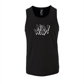 Zwarte Tanktop sportshirt met "OMG!' (O my God)" Print Wit Size XL