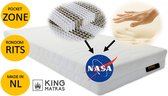 King - Armstrong - Pocket - Matras - 9zone - Traagschuim - Nasa - Rits - XL - 140x200x25 cm